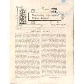 Hawkesbury Agricultural College Journal (Vol.VII, No.4) March 1910