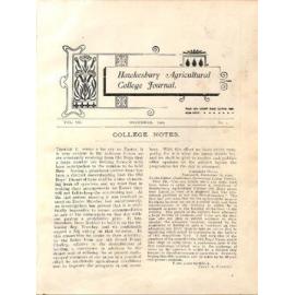 Hawkesbury Agricultural College Journal (Vol.VII, No.1) December 1909