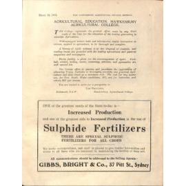 Hawkesbury Agricultural College Journal (Vol.20, No.2) March 1923