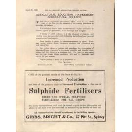 Hawkesbury Agricultural College Journal (Vol.20, No.3) April 1923