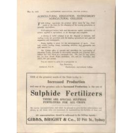 Hawkesbury Agricultural College Journal (Vol.20, No.4) May 1923