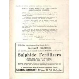 Hawkesbury Agricultural College Journal (Vol.20, No.6) September 1923