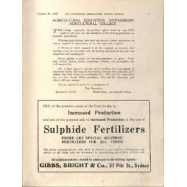 Hawkesbury Agricultural College Journal (Vol.20, No.7) October 1923