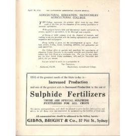 Hawkesbury Agricultural College Journal (Vol.21, No.3) April 1924