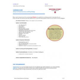 Learning Guide - Abnormal Psychology (101681) - Summer 2015-2016