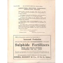 Hawkesbury Agricultural College Journal (Vol.21, No.5) August 1924