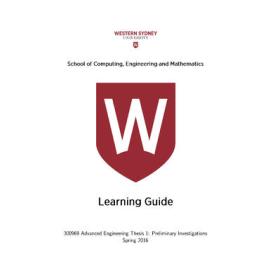 Learning Guide - Advanced Engineering Thesis 1: Preliminary Investigations (300969) - Spring 2016