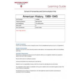 Learning Guide - American History 1989-1945 (100966) - Spring 2016