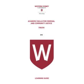 Learning Guide - Academic Skills for Criminal & Community Justice (700219) - 2016