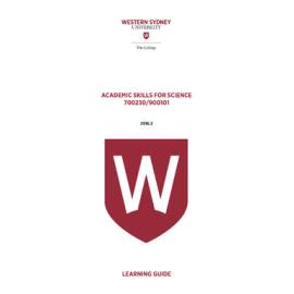 Learning Guide - Academic Skills for Science (700230 / 900101) - The College Term 2 2016