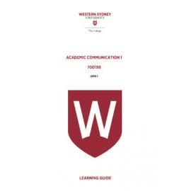Learning Guide - Academic Communication 1 (700198) - The College Term 1 2016