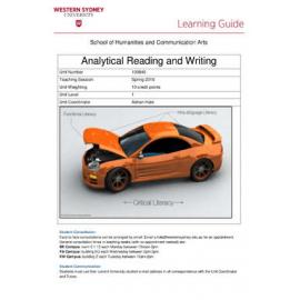 Learning Guide - Analytical Reading & Writing (100846) - Spring 2016
