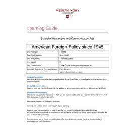 Learning Guide - American Foreign Policy since 1945 (100985) - Summer B 2016
