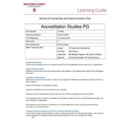 Learning Guide - Accreditation Studies PG (101482) - Autumn 2016