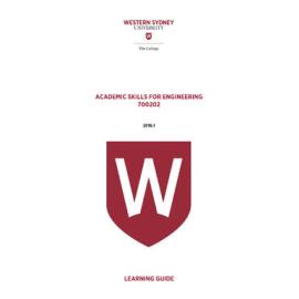 Learning Guide - Academic Skills for Engineering (700202) - The College Term 1 2016