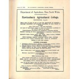 Hawkesbury Agricultural College Journal (Vol.30, No.8) August 1933