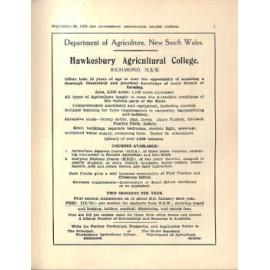 Hawkesbury Agricultural College Journal (Vol.30, No.9) September 1933