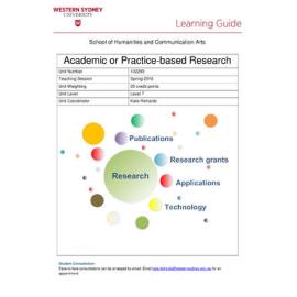Learning Guide - Academic or Practice-based Research (102293) - Spring 2016