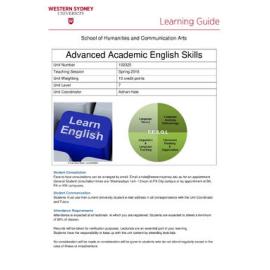 Learning Guide - Advanced Academic English Skills (102325) - Spring 2016