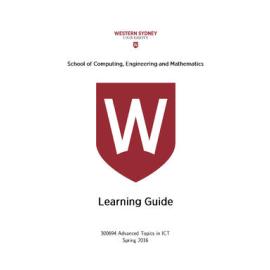 Learning Guide - Advanced Topics in ICT (300694) - Spring 2016