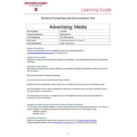 Learning Guide - Advertising: Media (101034) - Spring 2016