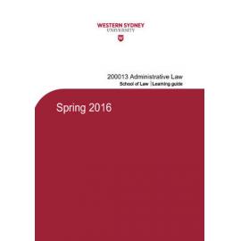 Learning Guide - Administrative Law (200013) - Spring 2016