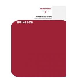 Learning Guide - Animal Science (300801) - Spring 2016