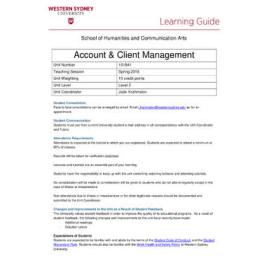 Learning Guide - Account & Client Management (101941) - Spring 2016