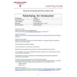 Learning Guide - Advertising: An Introduction (100706) - Spring 2016