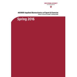 Learning Guide - Applied Biomechanics of Sport & Exercise (400889) - Spring 2016