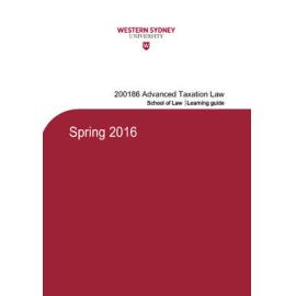 Learning Guide - Advanced Taxation Law (200186) - Spring 2016