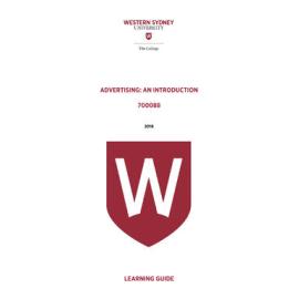 Learning Guide - Advertising: An Introduction (700088) - The College 2016