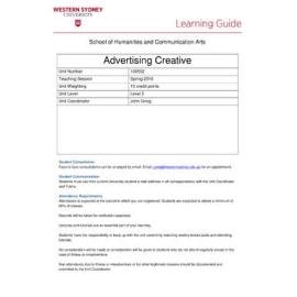 Learning Guide - Advertising Creative (100552) - Spring 2016