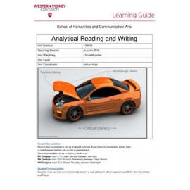 Learning Guide - Analytical Reading & Writing (100846) - Autumn 2016