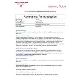 Learning Guide - Advertising: An Introduction (100706) - Autumn 2016