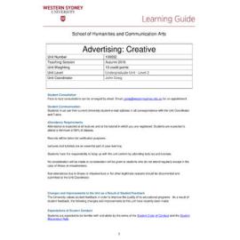 Learning Guide - Advertising: Creative (100552) - Autumn 2016