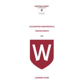 Learning Guide - Accounting Fundamentals (700046 / 900010) - The College 2016